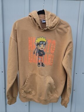 Naruto Shippuden Collection Kid Naruto Tan Pullover Hoodie Men's Size XL